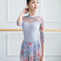 Stampa floreale Aperto Buco Della Serratura Indietro Balletto Body Dancewear Per Le Donne di Età