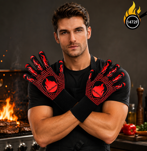 500 ° <span class=keywords><strong>Guantes</strong></span> Resistentes al Calor de Aramida con Agarre de Silicona Antideslizante para Barbacoa, Horno, Protección Contra Fuego, <span class=keywords><strong>Guantes</strong></span> de Seguridad para el Trabajo - Product Image 5