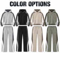 Ensemble de survêtement personnalisé pour homme, sweat-shirt à blocs de couleur, 2 pièces, streetwear, pour un usage quotidien décontracté