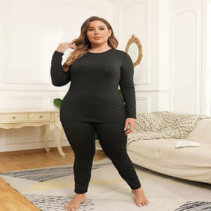 2 Set di Biancheria Intima Termica da Donna Taglie Forti, Felpata in Poliestere/Spandex, Completo Pigiama Maglia e Pantaloni Lunghi - Product Image 2