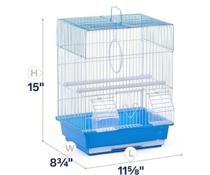 Flat Top economia <span class=keywords><strong>parrocchetto</strong></span> e piccola gabbia per uccelli con filo bianco, Base in plastica colorata con vassoio rimovibile, gabbia per uccelli portatile - Product Image 2