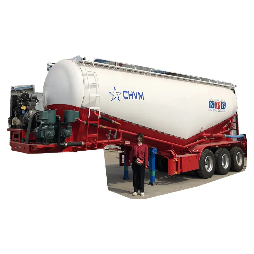 Tri Axles 40tons load Bulk cement Flour Powder Material transport tank heavy duty truck semi trailer fuel tank liquid container