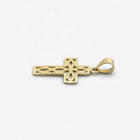Colgante de Cruz con Motivo de Pétalos Calados en Oro de 14k Hecho a Mano, Joyería Cristiana Ligera para Uso Diario, Colgantes Finos y Dijes