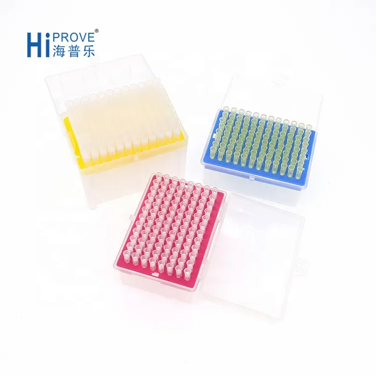 Disposable Sterile Plastic 96 Wells Rack Yellow Pipette Filter Tips
