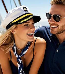 قبعة كابتن يخت، قبعة بحار، قبعة ضابط بحري للبالغين، إكسسوار حفلات، مصنوعة من البوليستر/القطن - Product Image 4