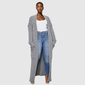 Suéter Cárdigan Largo para Mujer, Tejido Holgado con Bolsillos, Moda, Gran Venta - Product Image 4