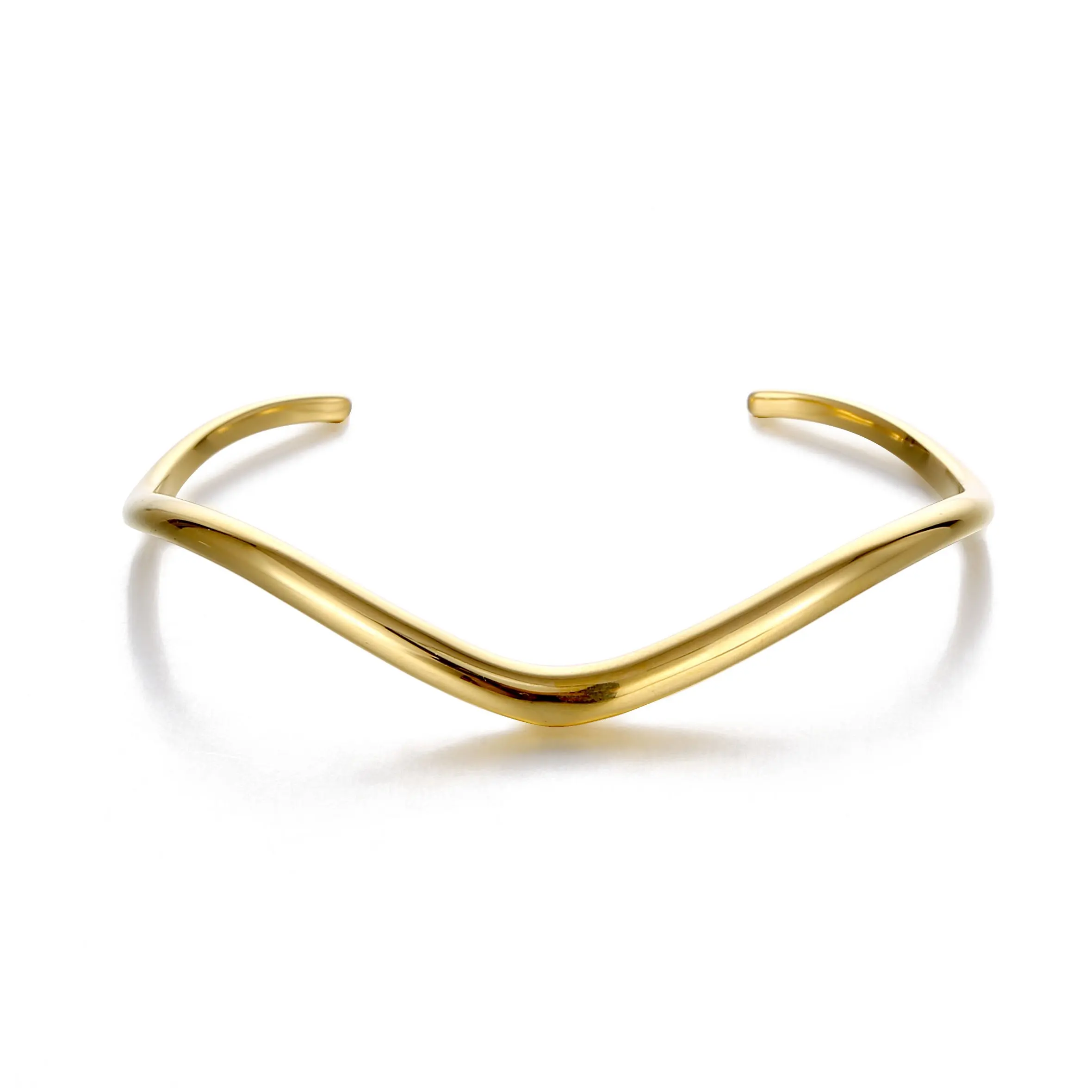 Minimalistisch 18K Verguld Product Roestvrij Staal Voor Vrouwen Gele Europese Stijl Armband Gekleurde Eenvoudige Manchet Armband