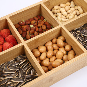 <b>Bamboo</b> Nine Compartment Snack Box Rectangle Solid Wood Food <b>Container</b> For Home Storage Multifunctional Fruit Platter - Product Image 1