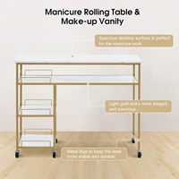 Table de manucure multifonctionnelle en verre avec roulettes, poste de beauté moderne et simple, table de maquillage et de coiffure