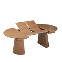 Moderner Esstisch aus Eschenholzfurnier, oval und ausziehbar, mit geräuscharmer Schiene für Esszimmermöbel zu Hause