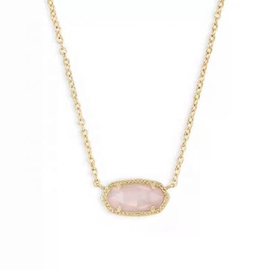 Collar con colgante de cristal de colores con engaste delicado, cadena de latón con cierre de langosta ajustable, joyería de <span class=keywords><strong>moda</strong></span> para <span class=keywords><strong>mujer</strong></span> - Product Image 4