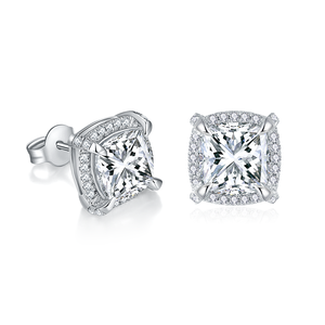 ต่างหูแบบติดหูทรงซิลิโคนคัชชั่นคัท 2.5 กะรัต ดีไซน์ทันสมัย ผลิตจากเงินแท้ สำหรับงานปาร์ตี้ - Product Image 1