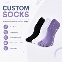Chaussettes antidérapantes personnalisables pour l'entraînement au Pilates, chaussettes de yoga en tissu doux et respirant, chaussettes de yoga solides pour femmes à cinq doigts