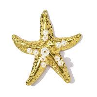 Vente en gros d'accessoires personnalisés en acier inoxydable Bijoux de mode or 18 carats pendentifs de perles d'étoile de mer plage breloques