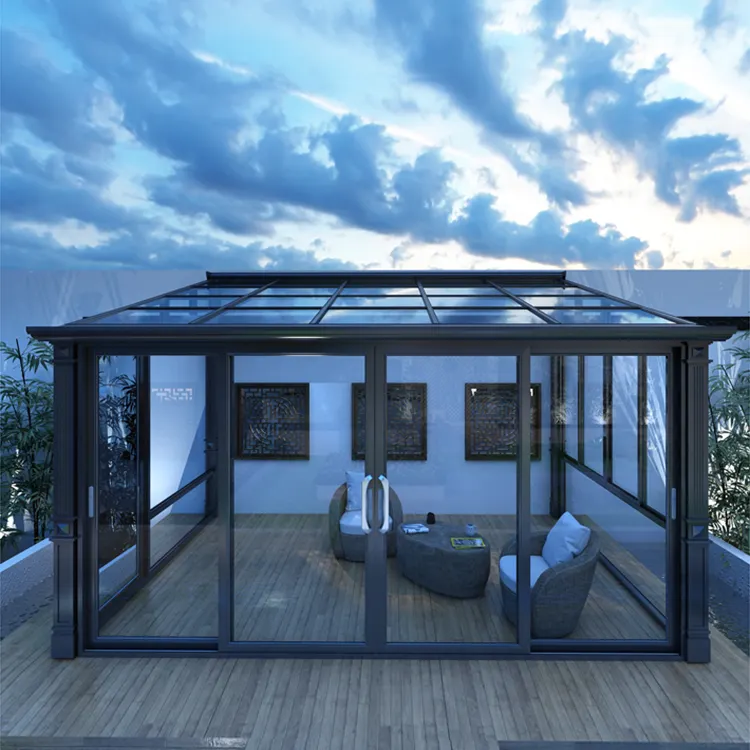 Vidrio de perfil de aluminio negro, para invernadero, habitación solar, jardín, cobertizo