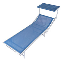 Lit de plage pliable en aluminium de conception nouvelle 2026, inclinable, avec pare-soleil amovible, dossier réglable pour le camping en plein air, protection UV