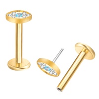 Labret-Anillo de labio sin rosca, joyería para el cuerpo, top de ojo, Pin de empuje, Piercing de tubo