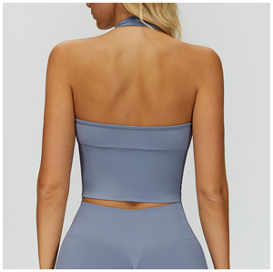GH Bán buôn phụ nữ yoga mặc tập luyện thể thao liền mạch mở lại dây Yoga Top liền mạch tập thể dục vest - Product Image 3