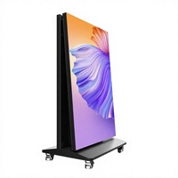Mesin Iklan Poster Lipat Portabel, Layar LED HD Indoor, Layar Elektronik Berdiri untuk Pameran