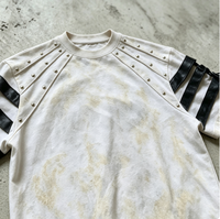 T-shirt décontracté en suède anti-rétrécissement à rayures, broderie patchwork, coupe ample, style hip-hop, respirant, pour le streetwear – Nouveauté fournisseur