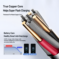 Câble de charge rapide 4 en 1 240W PD avec affichage numérique, câble USB tressé de type A à type C, câble de données multifonction pour iPhone et tablette