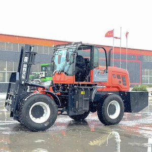 Бесплатная доставка 4WD 6 тонн Вездеходный вилочный погрузчик склад Крытый пересеченной местности вилочный погрузчик фермерский колесный дизельный погрузчик пересеченной местности вилочный погрузчик - Product Image 2