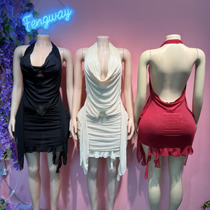 <span class=keywords><strong>Abito</strong></span> da sera elegante da donna, nuovo modello primavera 2026, con scollo a V, senza schienale, arricciato e aderente - Product Image 2