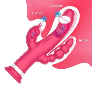 Vibratore Rabbit 3-in-1 a Doppio Motore, 10 Velocità, Impermeabile, in Silicone Medicale, per Stimolazione Femminile di Punto G, Clitoride e Anale, Ricaricabile USB - Product Image 4