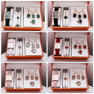 Women's 5Pcs Quartz Watch Earrings Ring Bracelet Jewelry Set <b>Gift</b> With Box - Product Image 3