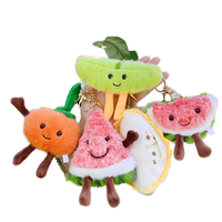Usine Kawaii Peluches Mignon Porte-clés Mini Fruits En Peluche Jouets Pastèque pomme Concombre Durian Mandarine Porte-clés pour Enfants Jouet