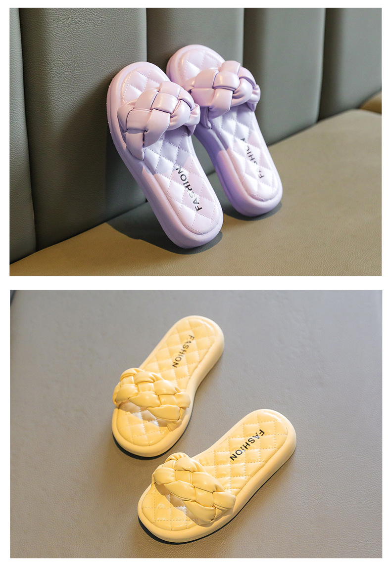 Children's Woven Slippers Sandals Casual Flat Shoes Non-slip Breathable Girls Shoes