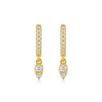 Boucles d'oreilles pendantes en argent sterling 925 avec moissanite taille ronde pour femme, plaquées or 18 carats, boucles d'oreilles en moissanite et diamant