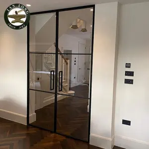 Puertas francesas interiores de alta calidad, puertas abatibles francesas de aluminio para interiores, puertas de cristal abatibles