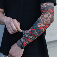 Manches de protection solaire imprimées numériquement en 3D, associées à des manches de bras légères et respirantes à motifs tatoués pour couples