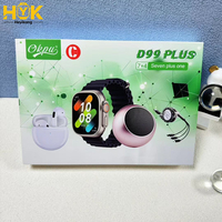 Montre connectée OEM D99plus AMOLED IP67, coffret cadeau, répondre aux appels, boussole, mini haut-parleur, écouteurs sans fil, 7 bracelets, suivi d'activité