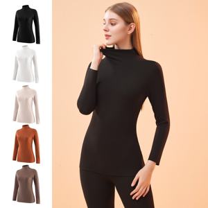 Maglia Termica da <span class=keywords><strong>Donna</strong></span> Evenyoung a Collo Alto e Maniche Lunghe in Poliestere e Spandex con Infrarossi Lontani, Pile Doppio Lato, Aderente e Morbida - Product Image 1