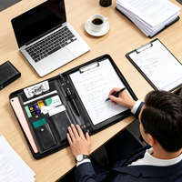 Porte-documents professionnel A4 en cuir PU avec fermeture éclair, organiseur, presse-papiers, pochette pour cartes et tablette, personnalisable avec logo, pour bureau, vente en gros, Boying