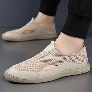 Chaussures décontractées légères et respirantes pour hommes, en maille d'été, à bout rond, semelle EVA, couleur unie - Product Image 2