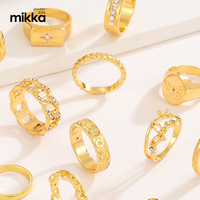 Edelstahl Damen 18K Gold Ringset mit Schmetterlingskette und eingelegten Steinen, modisches Design, Damenschmuck