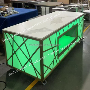 OKEY-Table de buffet mobile en acier inoxydable avec plateau en marbre, hôtel cinq étoiles arabe et Dubaï - Product Image 2