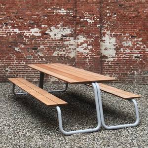 Ensemble table et banc de jardin en aluminium et teck, résistant aux intempéries, pour cour, balcon, parc - Product Image 1