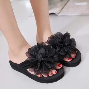 Sandales et tongs pour femmes à plateforme et talon compensé, à semelle épaisse, polyvalentes pour l'extérieur, utilisables été comme hiver, avec dessus en éponge - Product Image 3