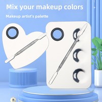 Palette de mélange de maquillage professionnelle en acier inoxydable avec couteau et anneau, plateau mélangeur de couleurs en métal pour salon de cils et de manucure