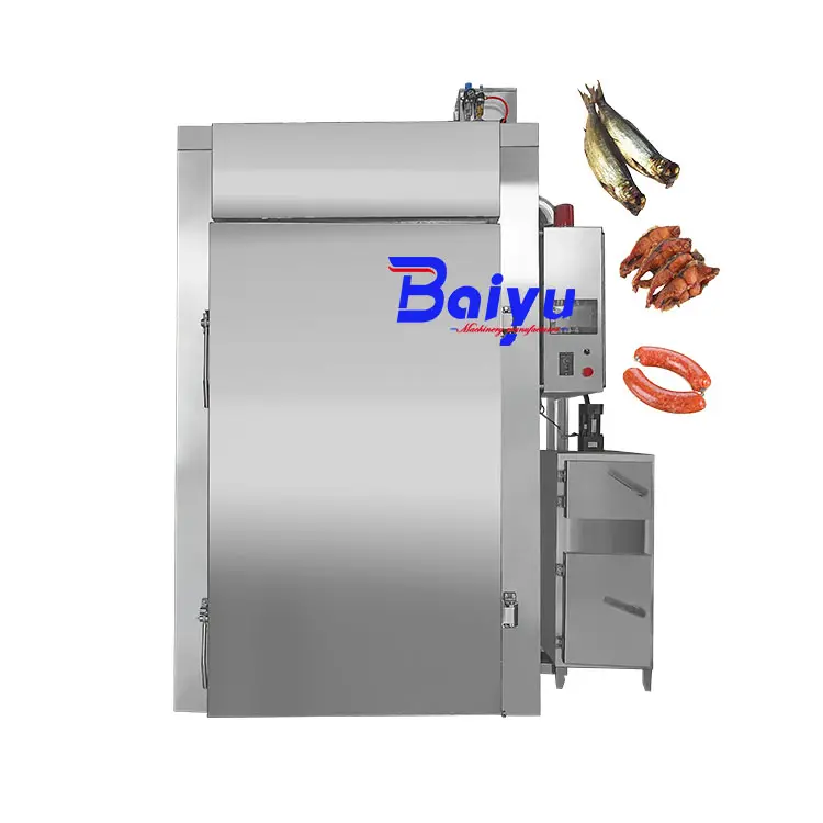 Cámara automática de horno para ahumar salchichas de carne pequeña Baiyu para aves de corral, pescado, productos de carne, máquinas para hacer nuevas condiciones con Motor