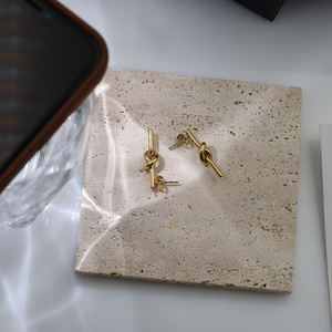 Knot <b>Stud</b> Earrings Gold <b>Titanium</b> Steel Geometric Design Everyday Wear - Product Image 1