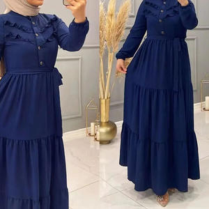 HANO Vente en gros Abaya élégante et modeste pour l'Aïd, mode islamique, robe longue pour femmes musulmanes de Dubaï, robe décontractée en crêpe Jazz pour filles - Product Image 1