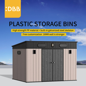 Stock complet Abri de stockage extérieur en plastique trempé à chaud durable et étanche Maison de jardin en métal - Product Image 3