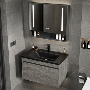 <span class=keywords><strong>Mobile</strong></span> da Bagno con Lavabo in Ceramica in Fibra di Carbonio e PVC di Design per Hotel Vendita all'Ingrosso da Fabbrica Cinese - Product Image 2