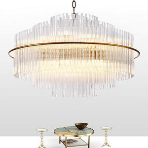 북유럽 철 유리 LED 샹들리에 포스트 모던 거실 식당 빌라 장식 G9 전구 LED 펜던트 라이트 - Product Image 6