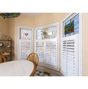 Persianas de media altura personalizadas para ventana, persiana parasol de PVC, color blanco, estilo cafetería